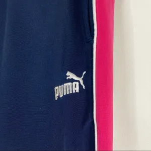 Puma Navy Pink Stripe Track Pants Elastic Waist 100% Polyester Womens Small thumbnail 2