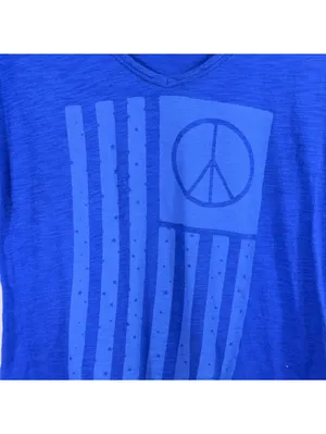 Old Navy Women’s Peace Flag V-Neck Tee Blue Medium thumbnail 2
