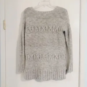 American Eagle Grey Cable Knit Crewneck Sweater thumbnail 2