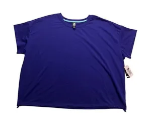 Ideology T-Shirt Women 3X Blue Short Sleeve‎ Cinch Hem Activewear thumbnail 1
