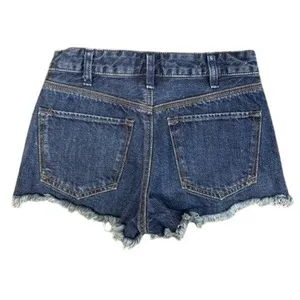 Free People Dark Wash Denim Cut Off Shorts‎ Raw Hem Distressed Size 25 Indigo thumbnail 2
