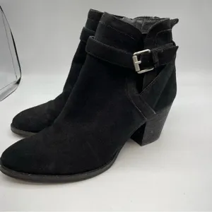 Sam Edelman Black Suede Ankle Boots Buckle Western Booties Womens 8 thumbnail 9