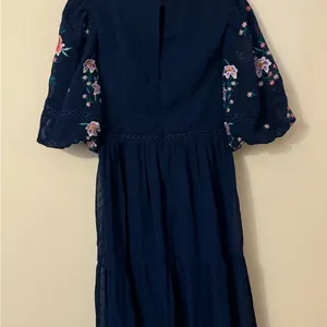 ASOS DESIGN High Neck Floral Embroidered Midi Dress Lace Trim Navy 6 NEW thumbnail 10