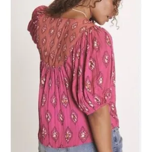 By Anthropologie pink boho dolman sleeve blouse M thumbnail 2