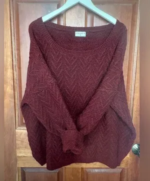 Pink lily extra large maroon Cable net oversized sweater thumbnail 1