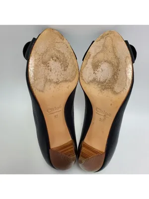 Chloe Leather Buckle Peep Toes Kitten Heels Slip On Pumps Size 37 Black thumbnail 11