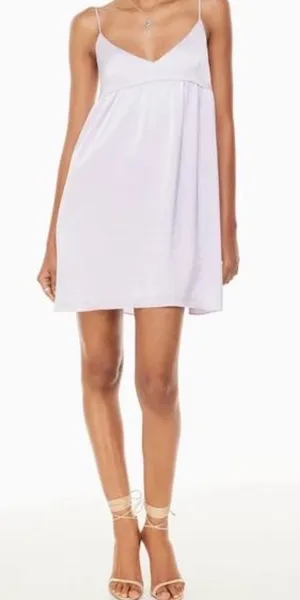 Aritzia Wilfred Lover Satin Mini Dress in Ice Lavender thumbnail 1