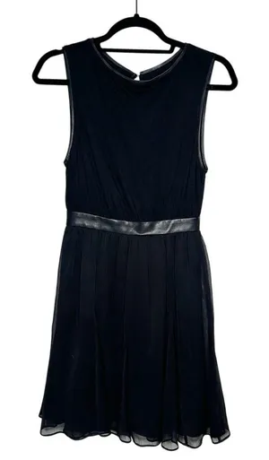 Alice + Olivia Mini Dress Leather Trim Women's Black Size Small thumbnail 1