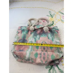 Abstract Beach Tote Bag Rope Handles‎ Turquoise Lining Travel Shopper thumbnail 5