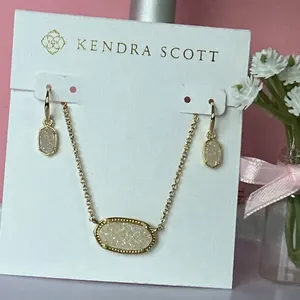 Kendra Scott Elisa Set Drusy Stone Accent Necklace and Matching Small Earrings thumbnail 6