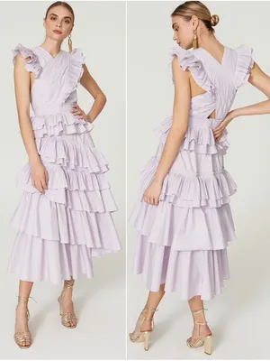 Ulla Johnson Aurore Ruffle Tiered Midi Dress Lavender Size 6 NWT thumbnail 3