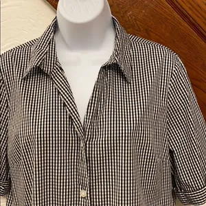 Anne Klein Button Down Shirt Womens Black Gingham Lace Up‎ Back Size M thumbnail 5