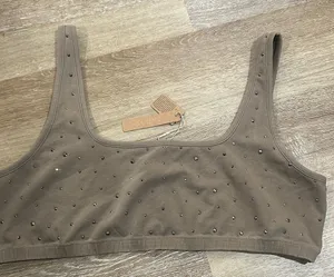 SKIMS Studded Brown Crop Top sports bra 4x thumbnail 1