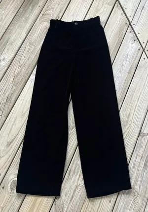 Zara Women's Black Velvet High Rise Wide Leg Pants Size S thumbnail 1