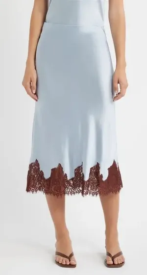 Reformation Carolina Silk Skirt in Mineral S thumbnail 1