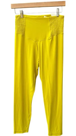 aerie offline real me 7/8 smocked waist leggings in yellow size large NWT thumbnail 1