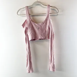 Alo Yoga Ribbed Cropped Butterfly Long Sleeve Tee Ballet Pink Small thumbnail 6