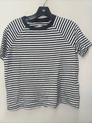 LEVI'S Striped Raglan T-Shirt Black White Cotton Blend Top NWT Game Day Tee‎ XS thumbnail 2