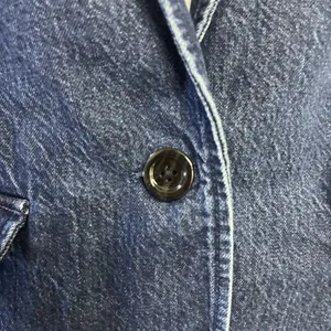 Abercrombie & Fitch Dark Wash Boxy Long Sleeve Jean Blazer Jacket Button Medium thumbnail 6