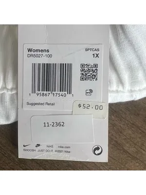 Nike NEW Women's Loose Fit High Rise White Jersey Plus Size Short Size 1X thumbnail 5