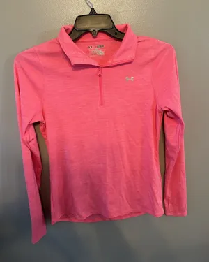 Under Armour Womens Heat Gear Loose 1/4‎ Zip Pullover Size Medium Pink thumbnail 1