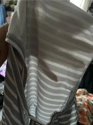 Woman’s Gray & White Striped Halter Jumpsuit thumbnail 2