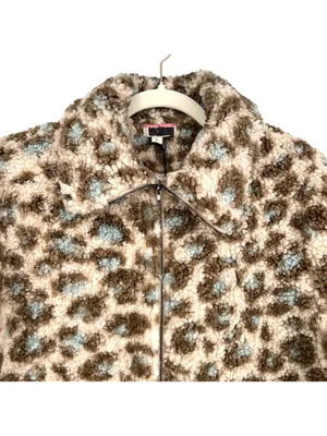 Andree By Unit Faux Fur Leopard Print Teddy Cropped Jacket Size Large NWT thumbnail 3