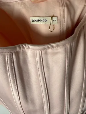 House of CB Kira Blush Pink Satin Gathered Maxi Dress XS thumbnail 12