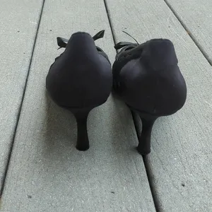Metaphor Satin and Mesh Pointed Toe Heels with Bow thumbnail 5