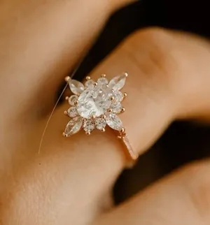 Gorgeous Vintage Cluster Ring, Oval, Marquise & Round Cut New size 9 women’s thumbnail 7