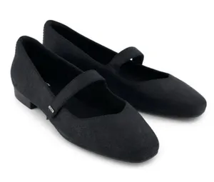 Toms Bianca Ballet Mary Jane Flats Black Metallic Suede NEW NWT Size 8.5 thumbnail 1