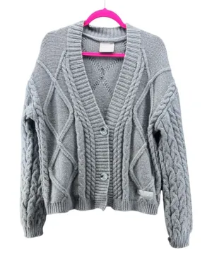 Taylor Swift The Tortured Poets Department TTPD Grey Cable Knit Cardigan MD/LG thumbnail 1