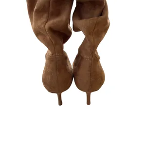 Nine West Tan Faux Suede Slouchy Pointed Toe Kitten Heel Boots Size 6M thumbnail 5