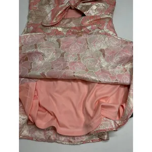Lulus Quick to Love Pink Floral Jacquard Tie-Front Dress With Pockets Size L NWT thumbnail 8