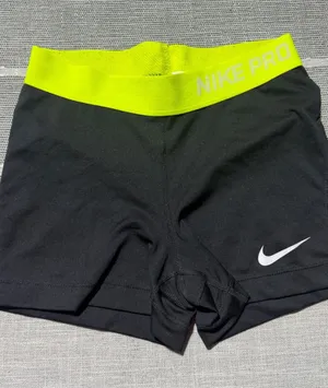 Nike Pro Women Small Black Neon Yellow 3 Inch Inseam Compression Shorts Athletic thumbnail 1