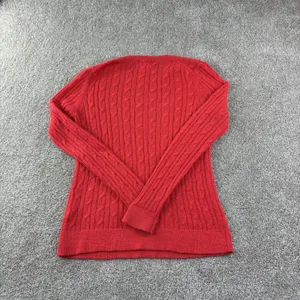 Banana Republic Sweater Womens L‎ Red 100% Alpaca Cable Knit Crew Neck Pullover thumbnail 2