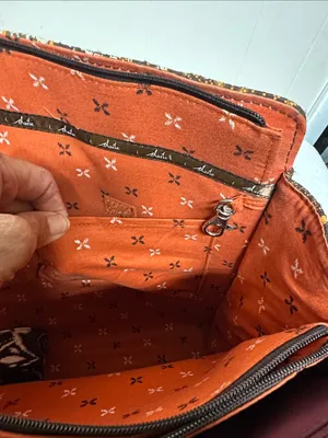 Stylish Orange and Brown Patterned Tote Bag with Crossbody strap thumbnail 15