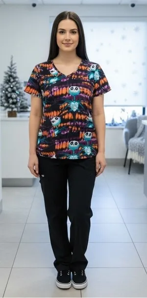 Disney Nightmare Before Christmas Scrub Top Size Medium thumbnail 1