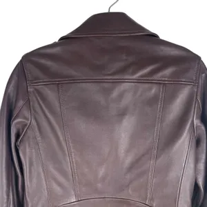 Reiss Leiya Lamb Leather Moto Jacket In Berry Brownish Red Size 4 thumbnail 9