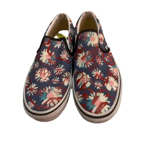 Vans Classic Slip On Shoes Crew Floral Red Canvas Skater‎ W Sz 6.5 / M Sz 5 thumbnail 2