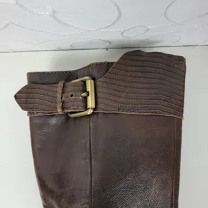 a.n.a. A New Approach Womens Boots 7 Brown Leather Knee High Wedges Heels Buckle thumbnail 10
