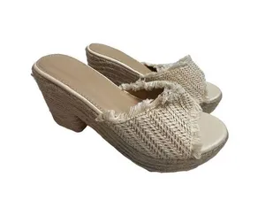 Espadrille Platform sandals off white braid detail ivory sandal sz8 (no tag) thumbnail 1