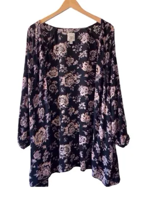 Billabong Floral Open Kimono Cardigan | Navy | Size M/L thumbnail 1