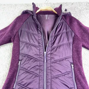 Mondetta‎ Womens M Purple Quilted Fleece Lined Full Zip Hooded Jacket Athletic thumbnail 1