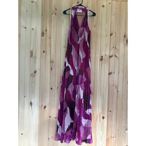 NWT Lulus Prime Poise Pink bstract Satin Halter Maxi Dress Open Back S - FLAW thumbnail 2