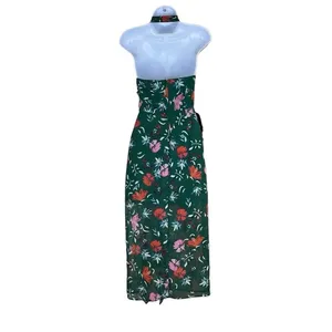 C/MEO Collective Elude Midi Dress Green Floral Front Ruffles‎ Halter Neck XS thumbnail 2