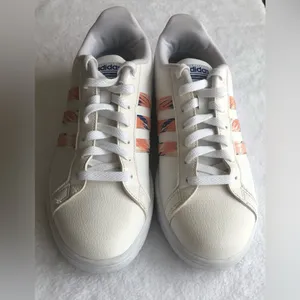 Adidas Cloudfoam Advantage Shoes Womens 9.5 White Peach Casual Sneakers thumbnail 5