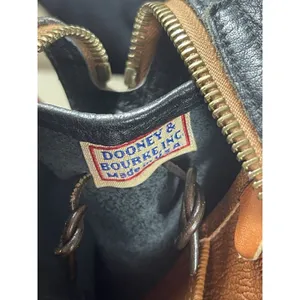 Dooney & Bourke AWL Navy Brown Pebbled Leather Top Handle Satchel Purse Bag 90s thumbnail 16