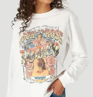 Nwt Wrangler Women'S Rock-N-Rose Rodeo Tee Large thumbnail 1