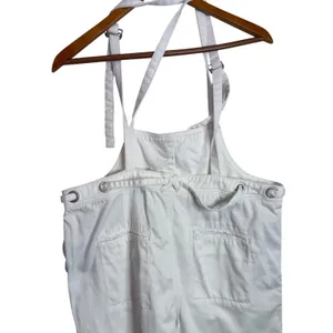 Free People Denim Overalls Size S White Tie Waist Dungarees Utility Jumpsuit thumbnail 9